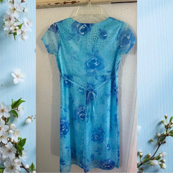 Girls’ Blue Floral Easter Dress - Picture 2 of 4